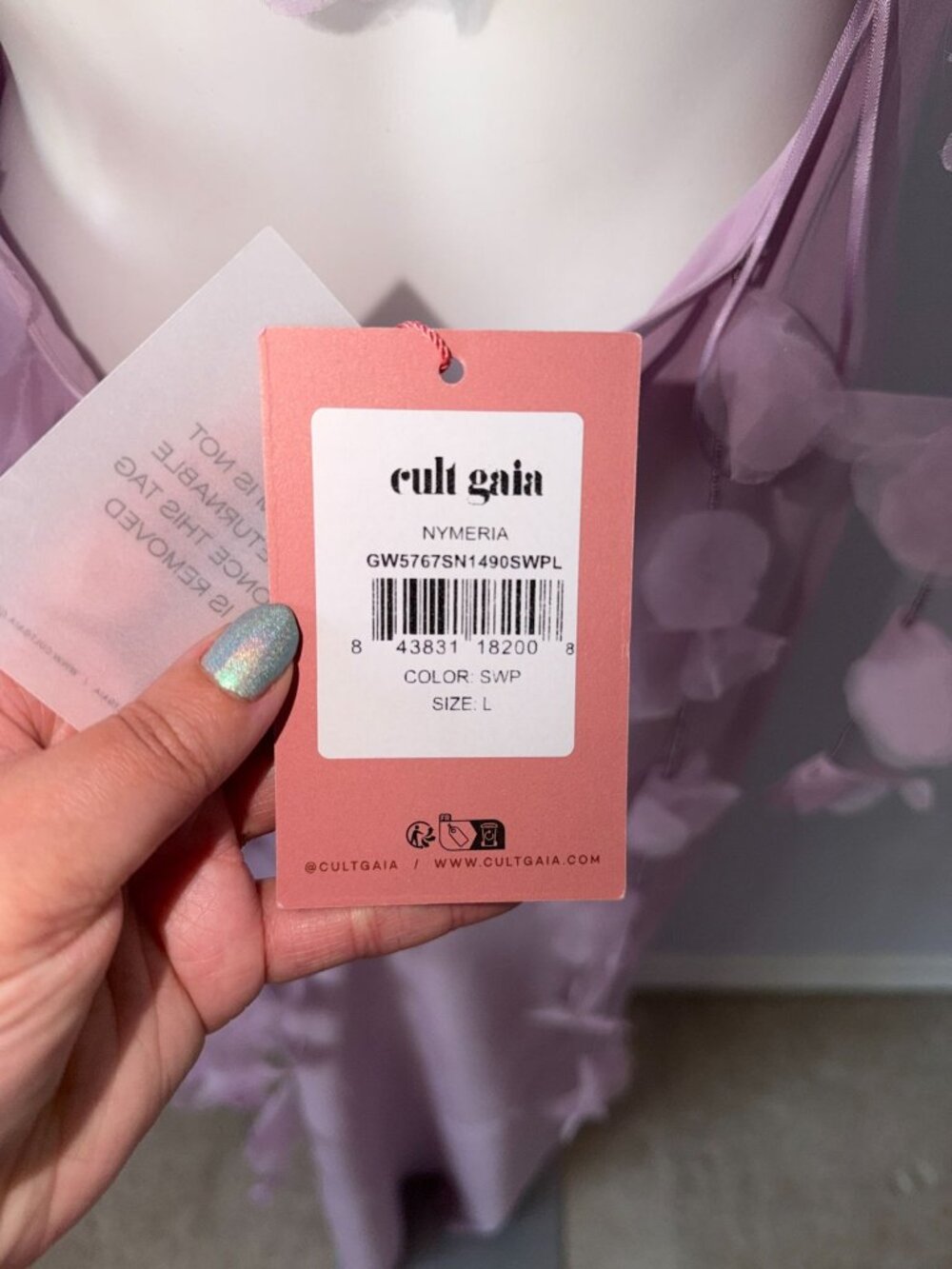 Cult Gaia Nymeria Silk Blend Cowl Neck Floral Applique Maxi Dress Large Lavender - Picture 10 of 12